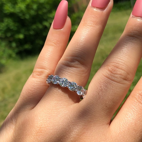 925 Sterling Silver Round Wide Full Eternity Band - Picture 3 of 13